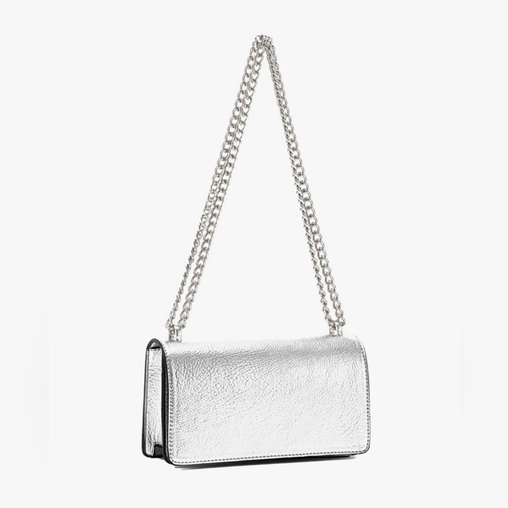 Silver Chain Flap Square Bag
